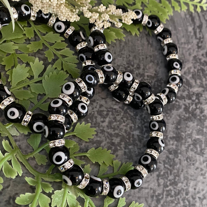Evil Eye Glass Bead Elastic Bracelets