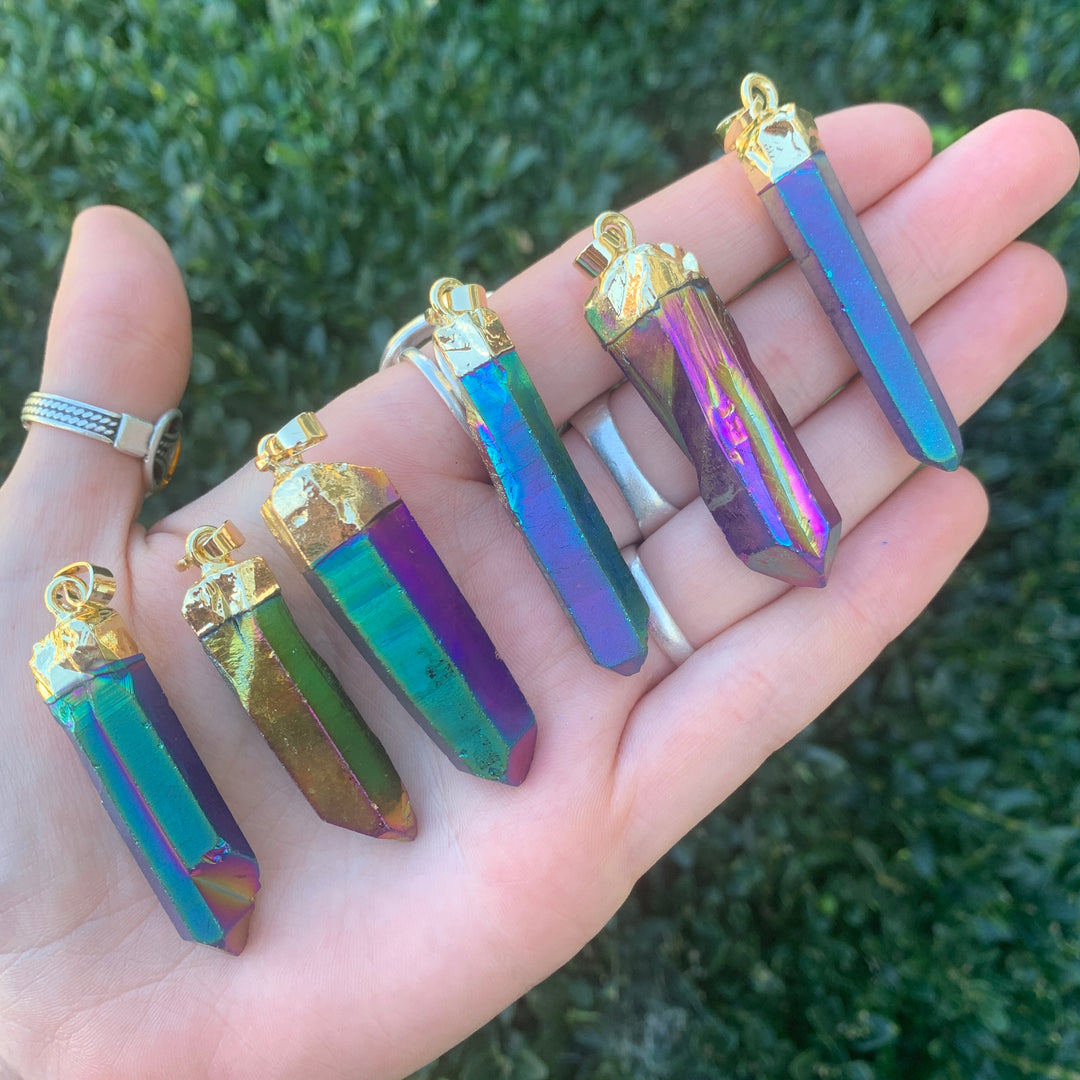 Rainbow Aura Quartz Pendant