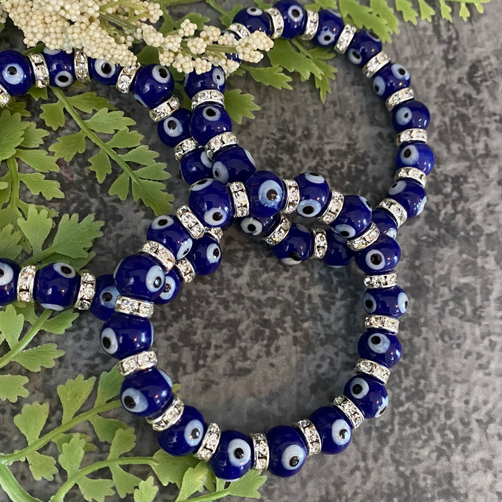 Evil Eye Glass Bead Elastic Bracelets