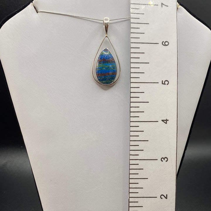 Rainbow Calsilica Teardrop SS Pendant-TM206