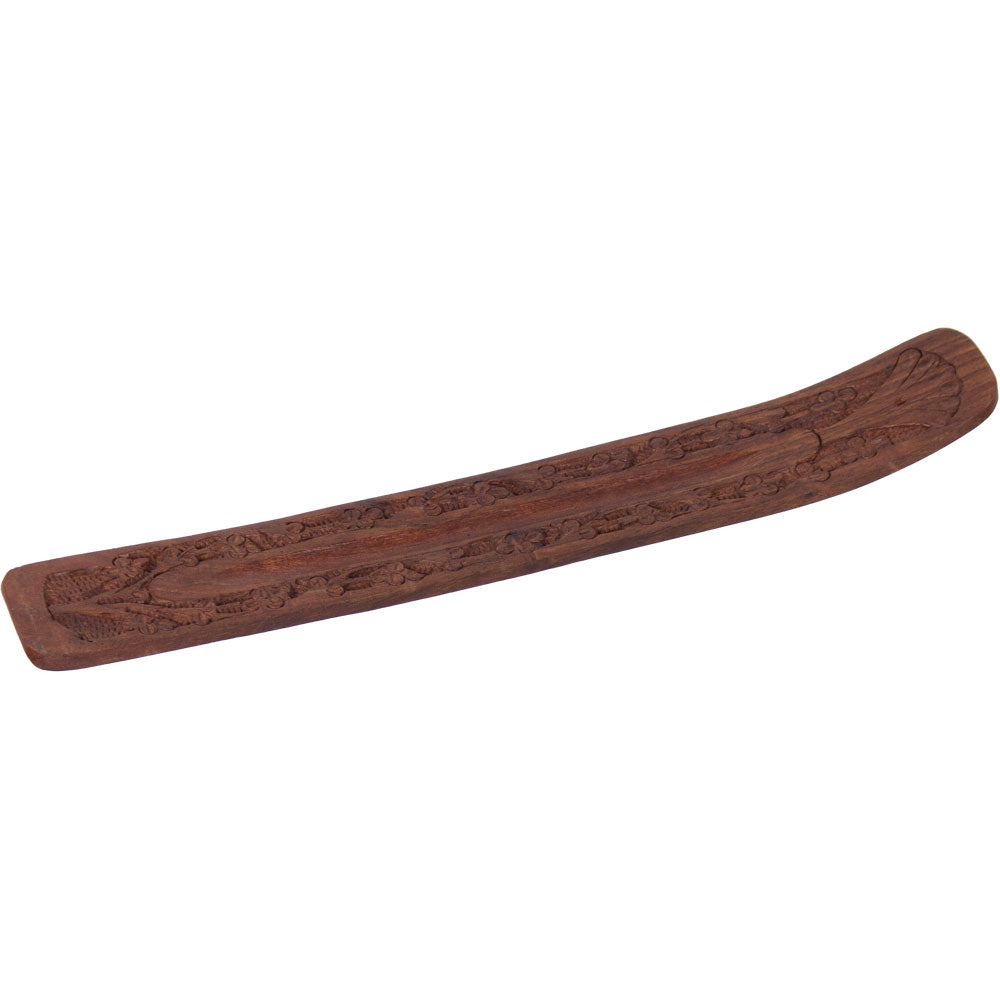 Wood Incense Holder Carved Flowers