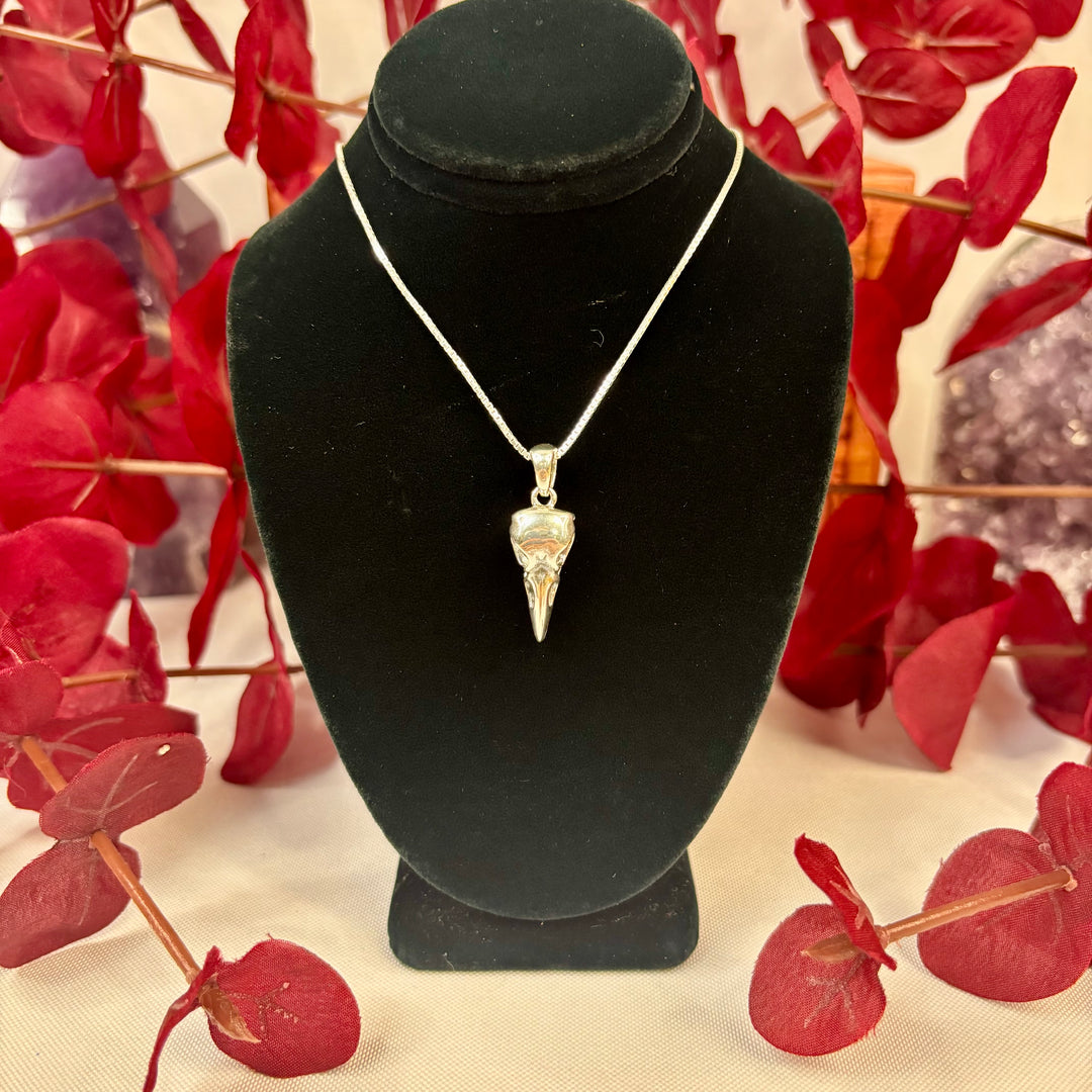 Raven Skull SS Pendant w/ 16" SS Chain -MJ179