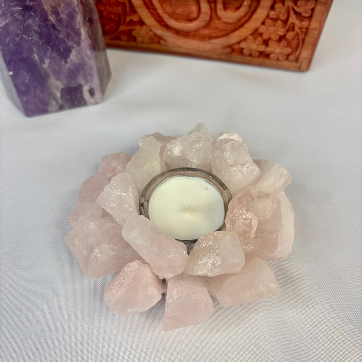Rose Quartz Cluster Candle Holder