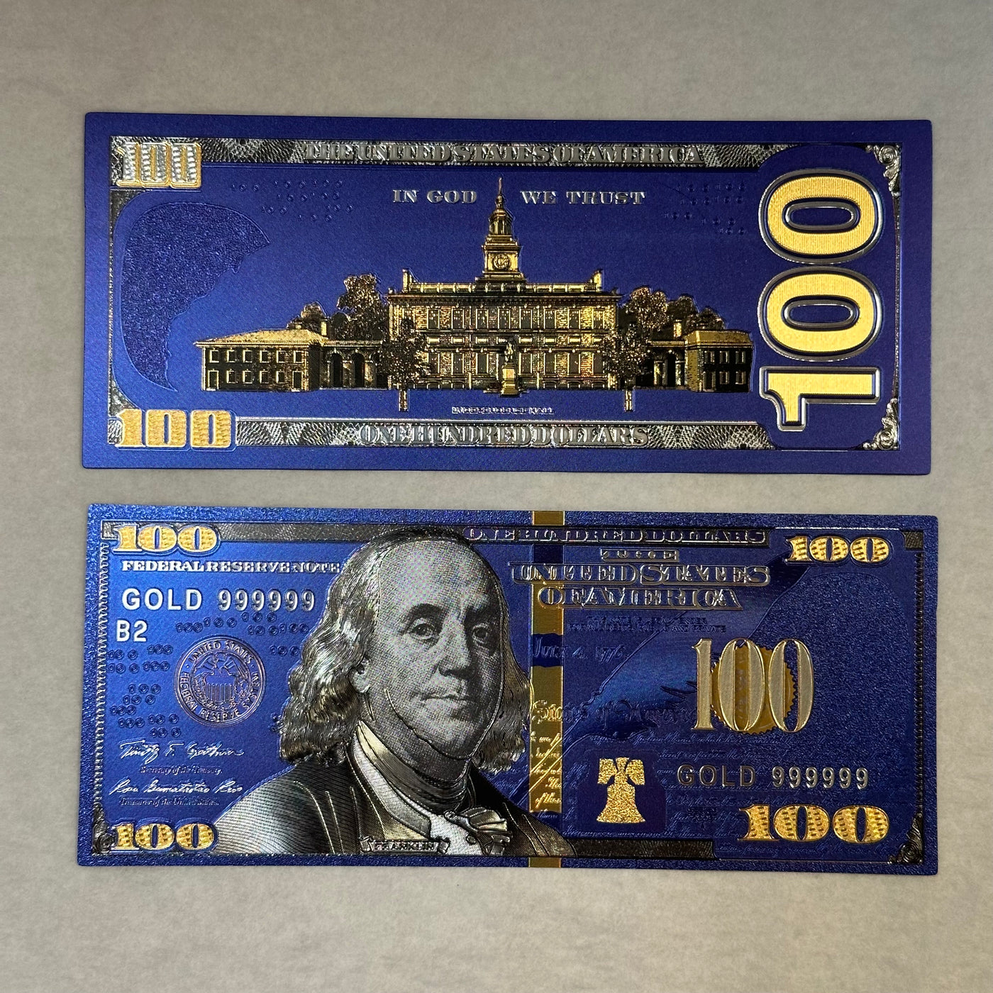 Blue 100 Dollar Bill