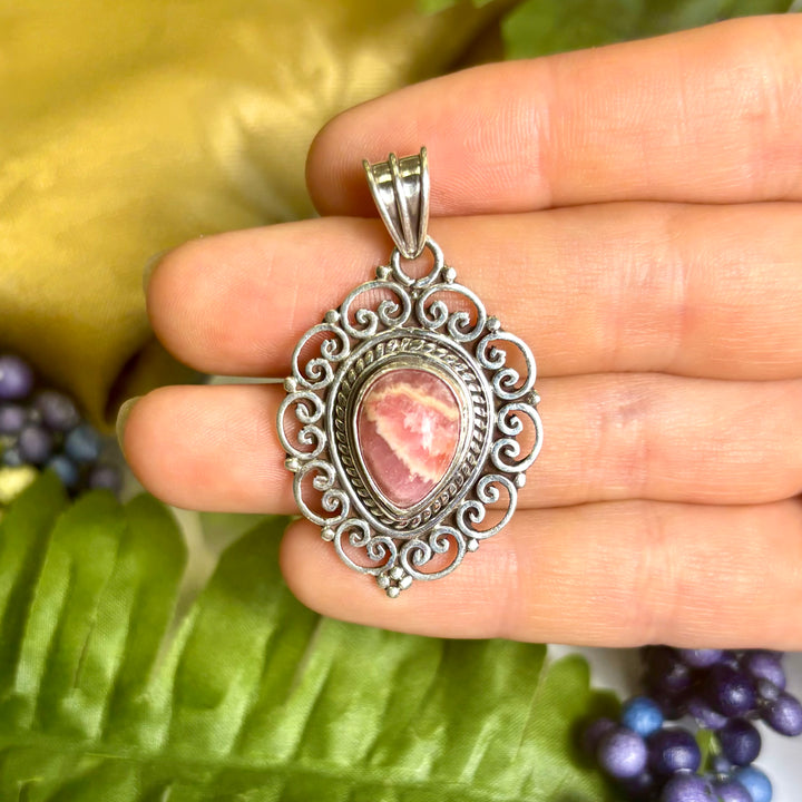 Rhodochrosite SS Pendant -JCP448