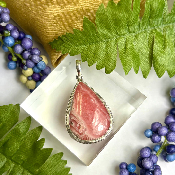 Rhodochrosite SS Pendant -JCP442