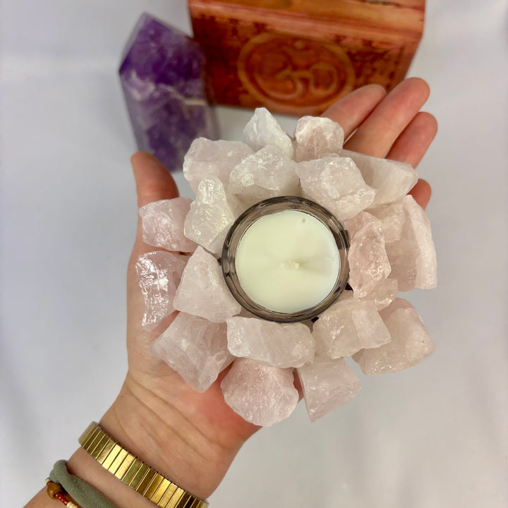 Rose Quartz Cluster Candle Holder