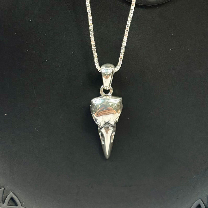 Raven Skull SS Pendant w/ 16" SS Chain -MJ179