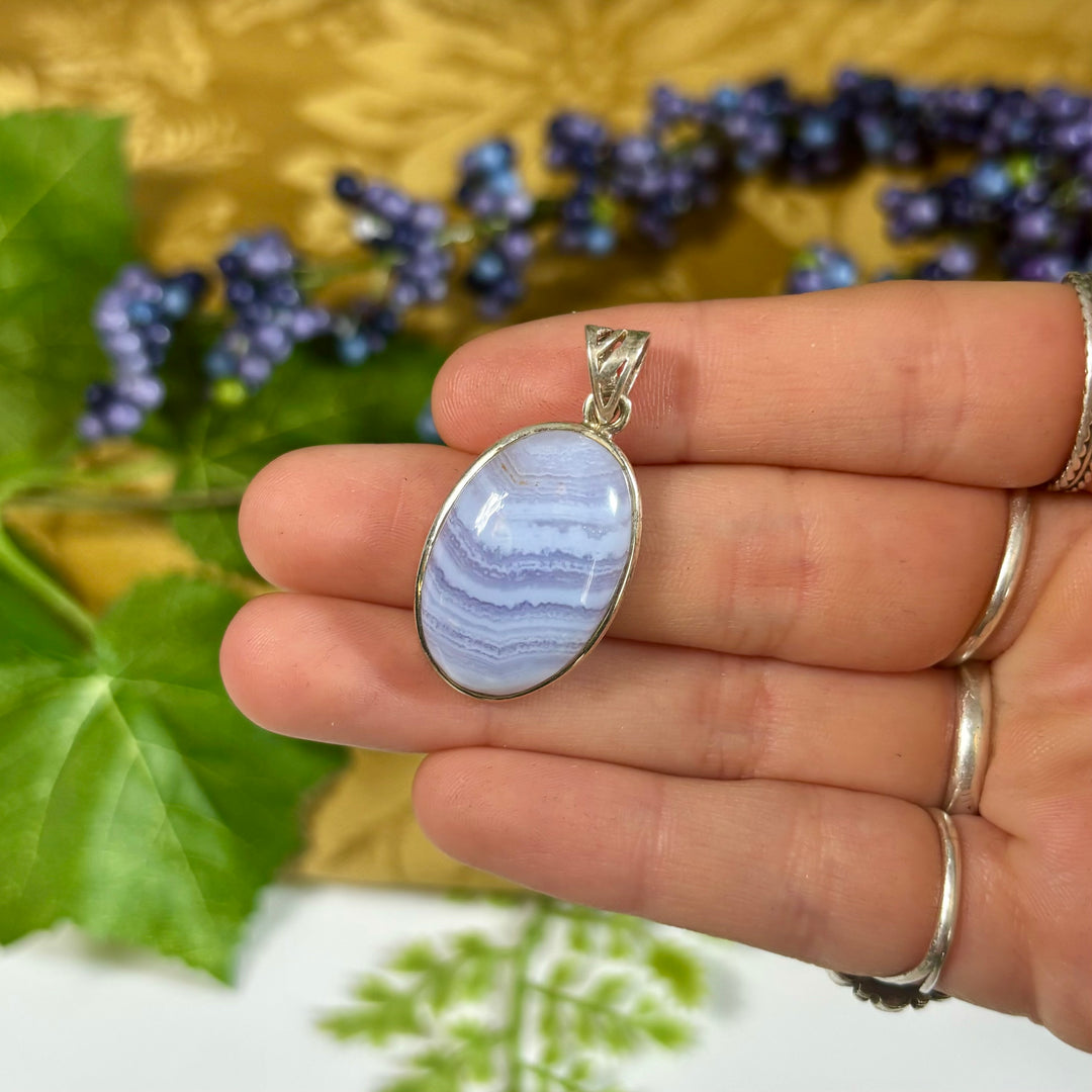 Agate Blue Lace Pendant SS-SB45