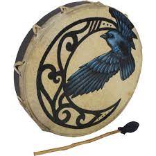 Ceremonial Drum with Drumstick -Raven