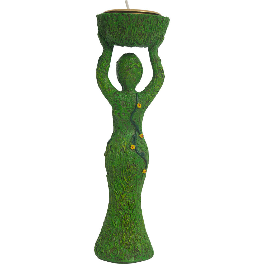 Gaia Goddess Tealight Candle Holder Statue (Gypsum Cement)