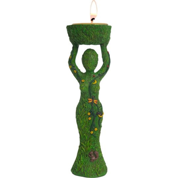 Gaia Goddess Tealight Candle Holder Statue (Gypsum Cement)