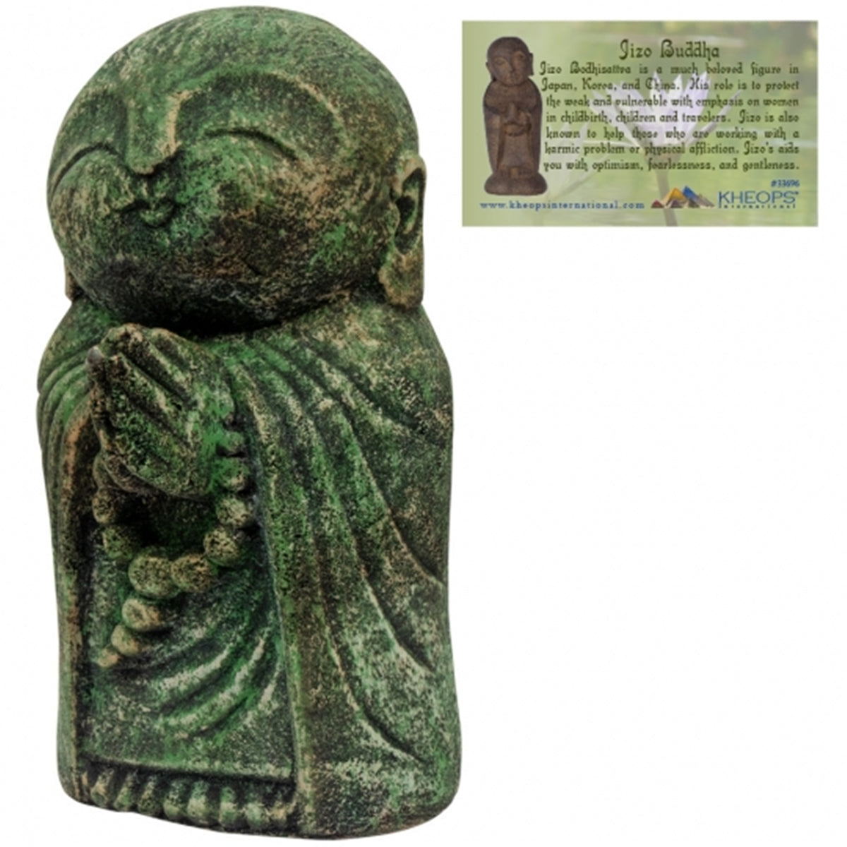Praying Monk Green Volcanic Stone