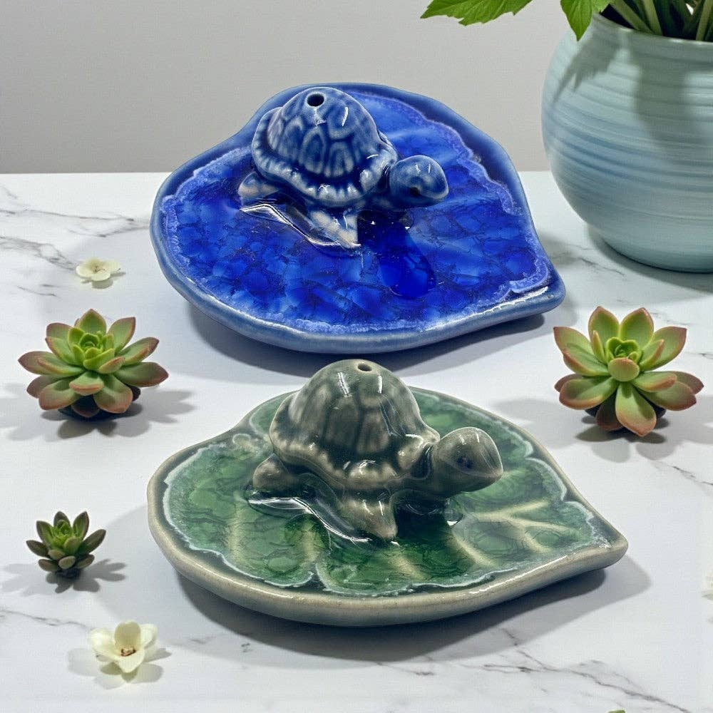 Turtle-Leaf Ceramic Incense Holder