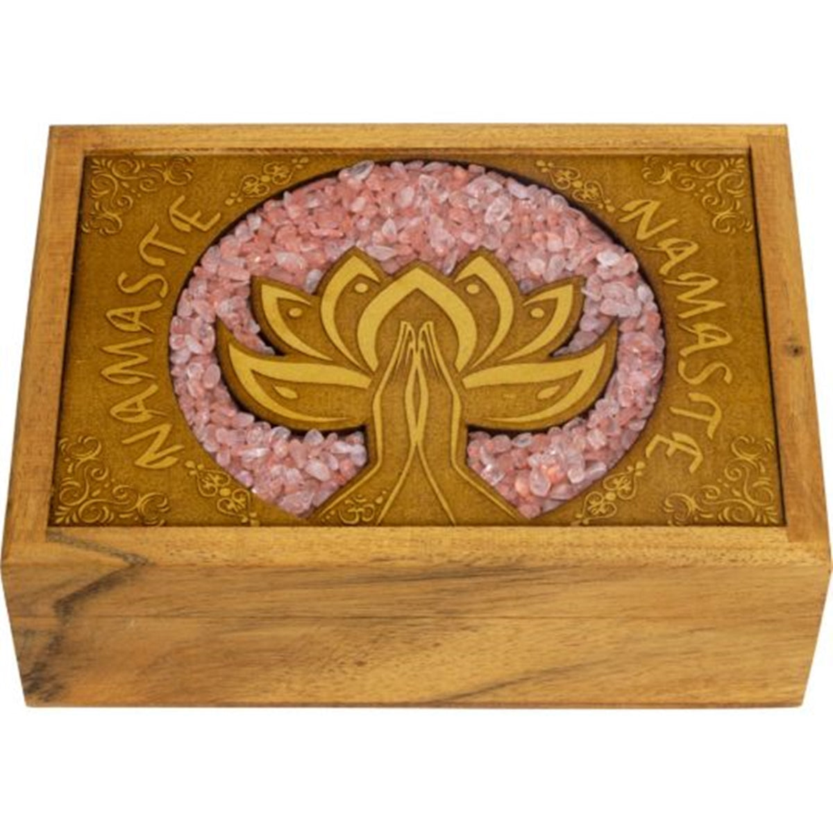 Wood Box - Namaste Rose Quartz