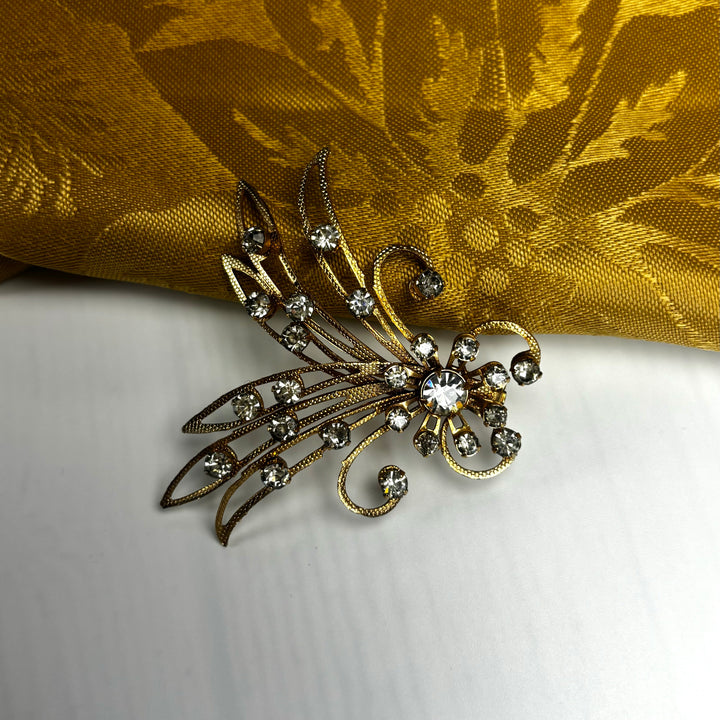 Rhinestones & Leaf  Pin-LC070