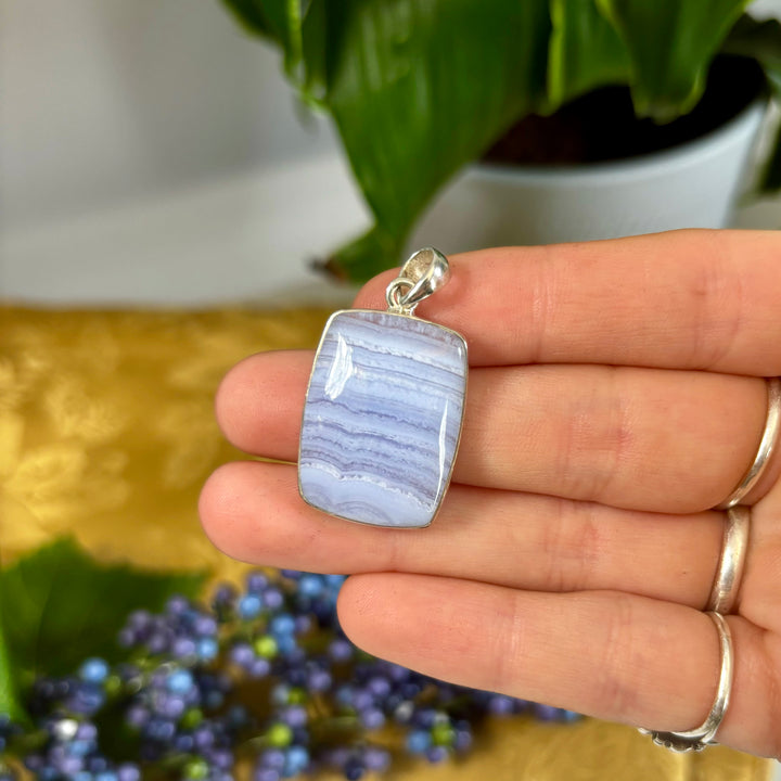 Blue Lace Agate Pendant SS  -MNS1341