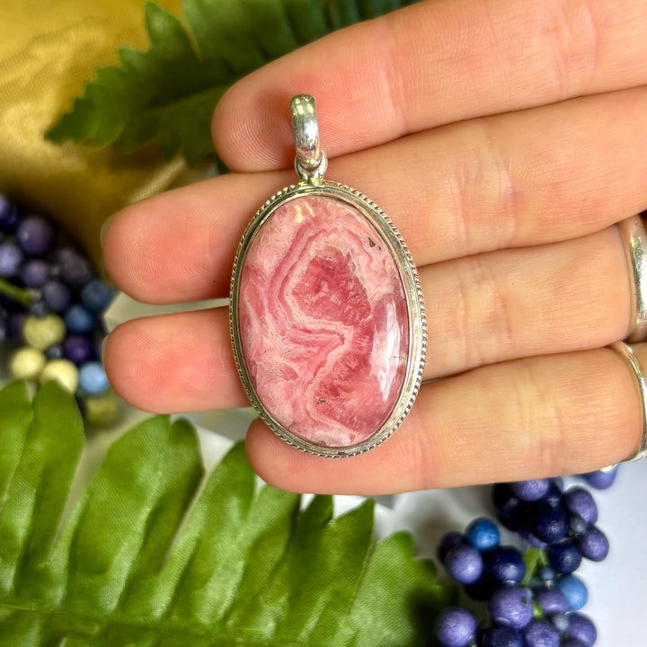 Rhodochrosite SS Pendant -JCP441