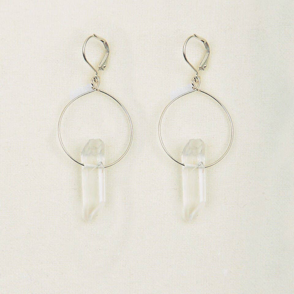 Quartz Hoop Earrings: Gold