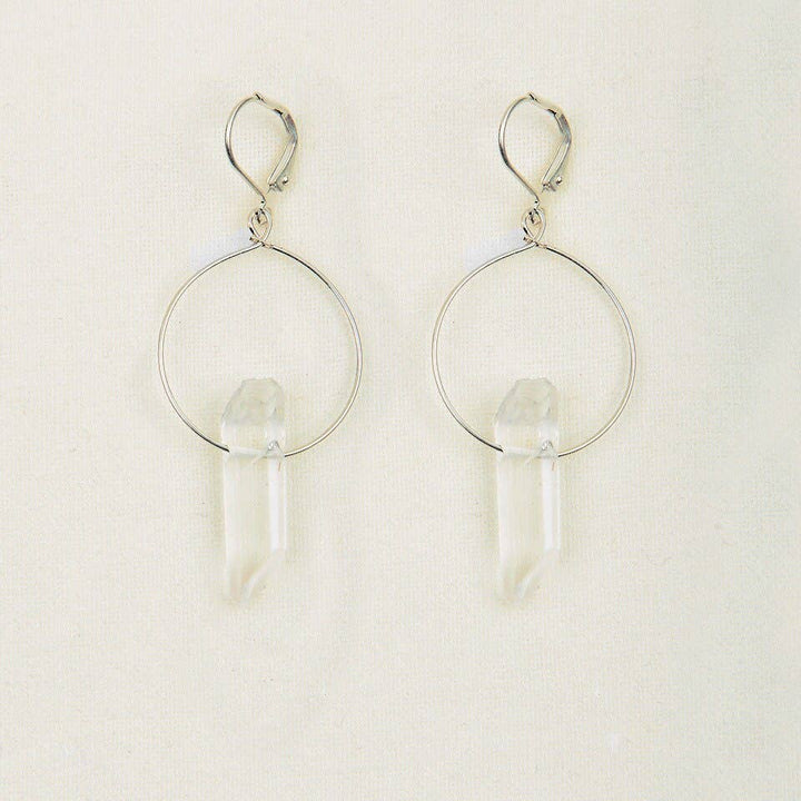 Quartz Hoop Earrings: Gold