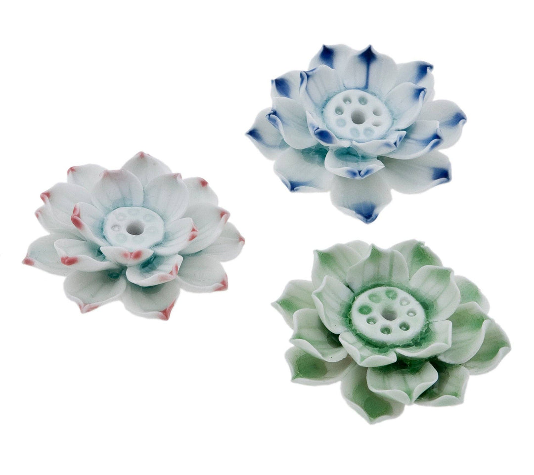 Ceramic Lotus Incense Burner - Green