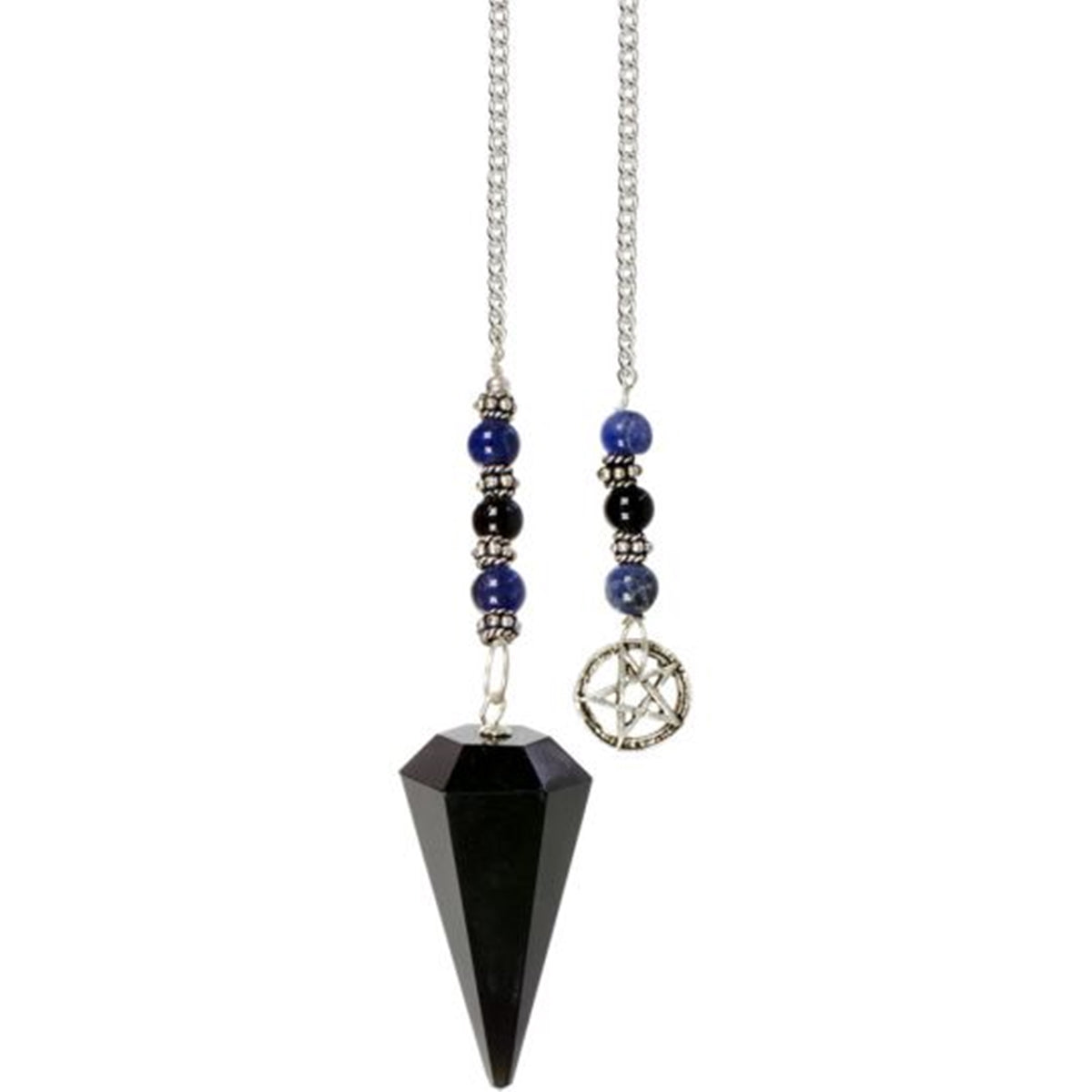 Hexagonal Pendulum - Black Obsidian - Pentacle  P65