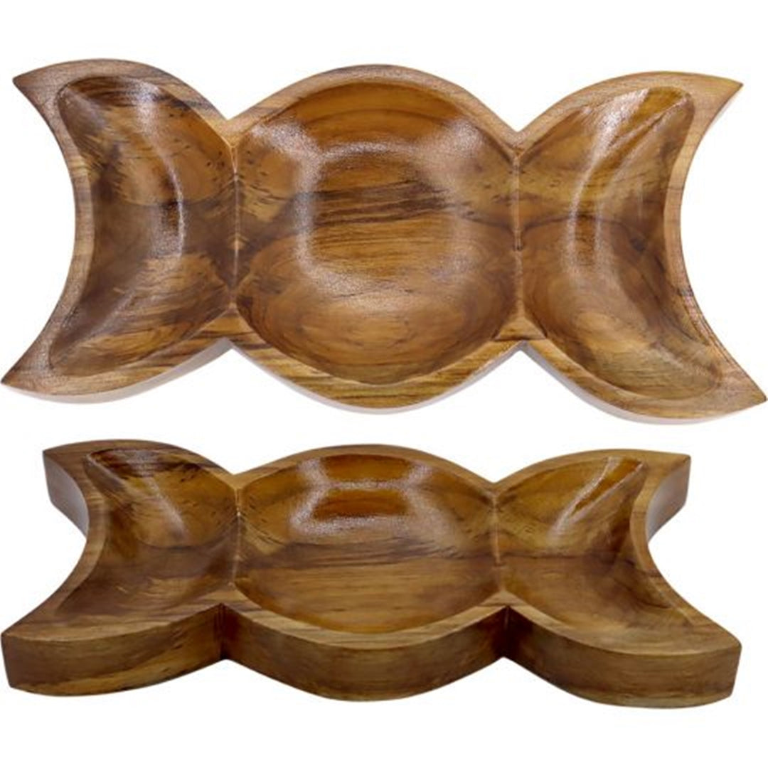 Teak Wood Bowl-Triple Moon