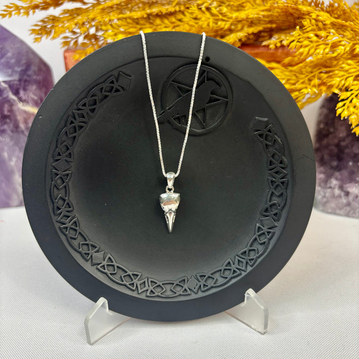 Raven Skull SS Pendant w/ 16" SS Chain -MJ179