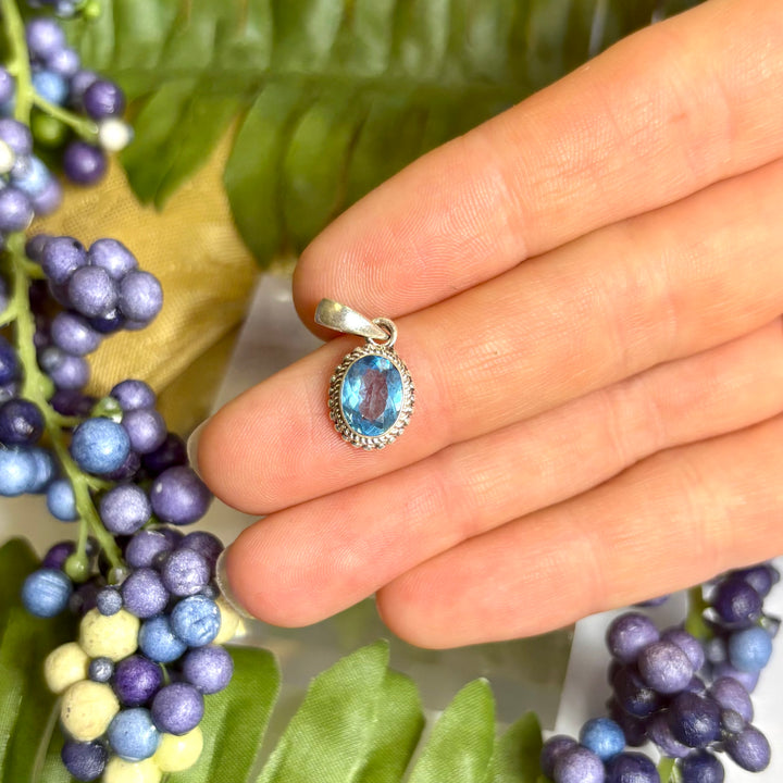 Blue Topaz SS Pendant -JCP467