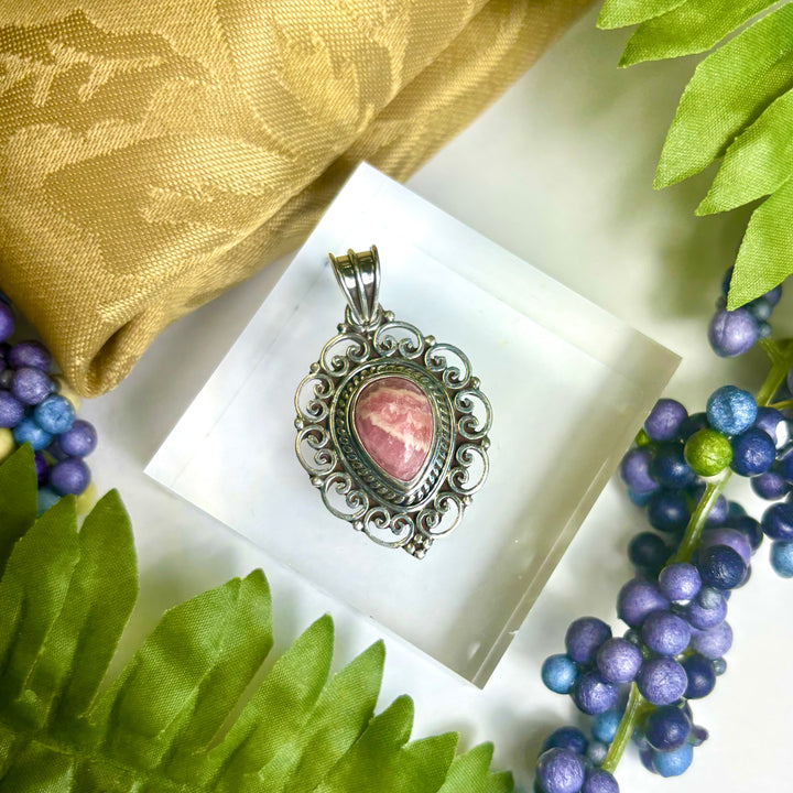 Rhodochrosite SS Pendant -JCP448