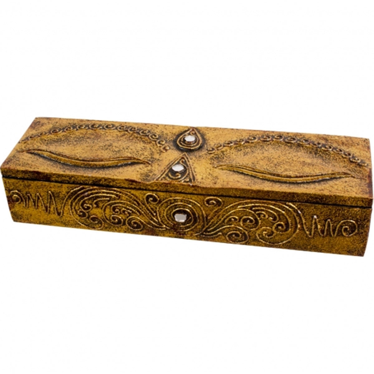 Eye of Buddha (Gold) Wood Incense Storage Box