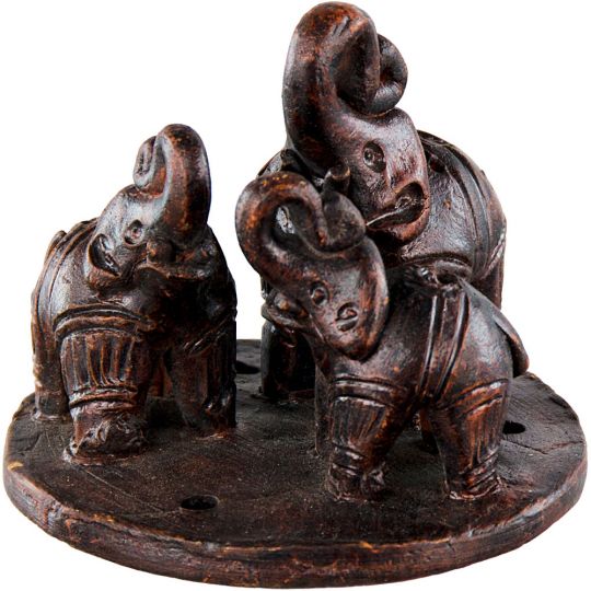 Triple Elephant Clay Incense Holder