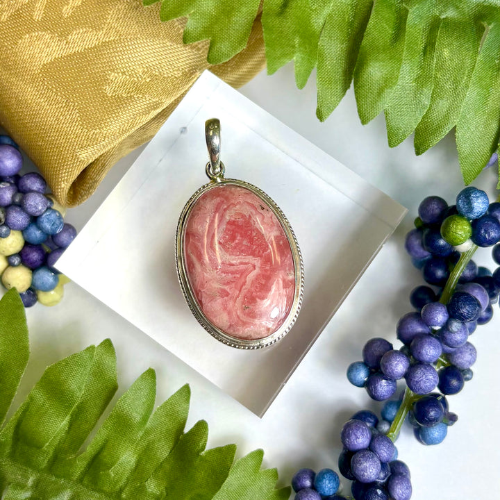Rhodochrosite SS Pendant -JCP441
