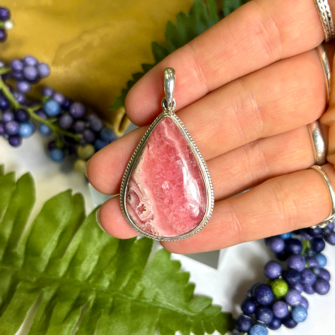Rhodochrosite SS Pendant -JCP442