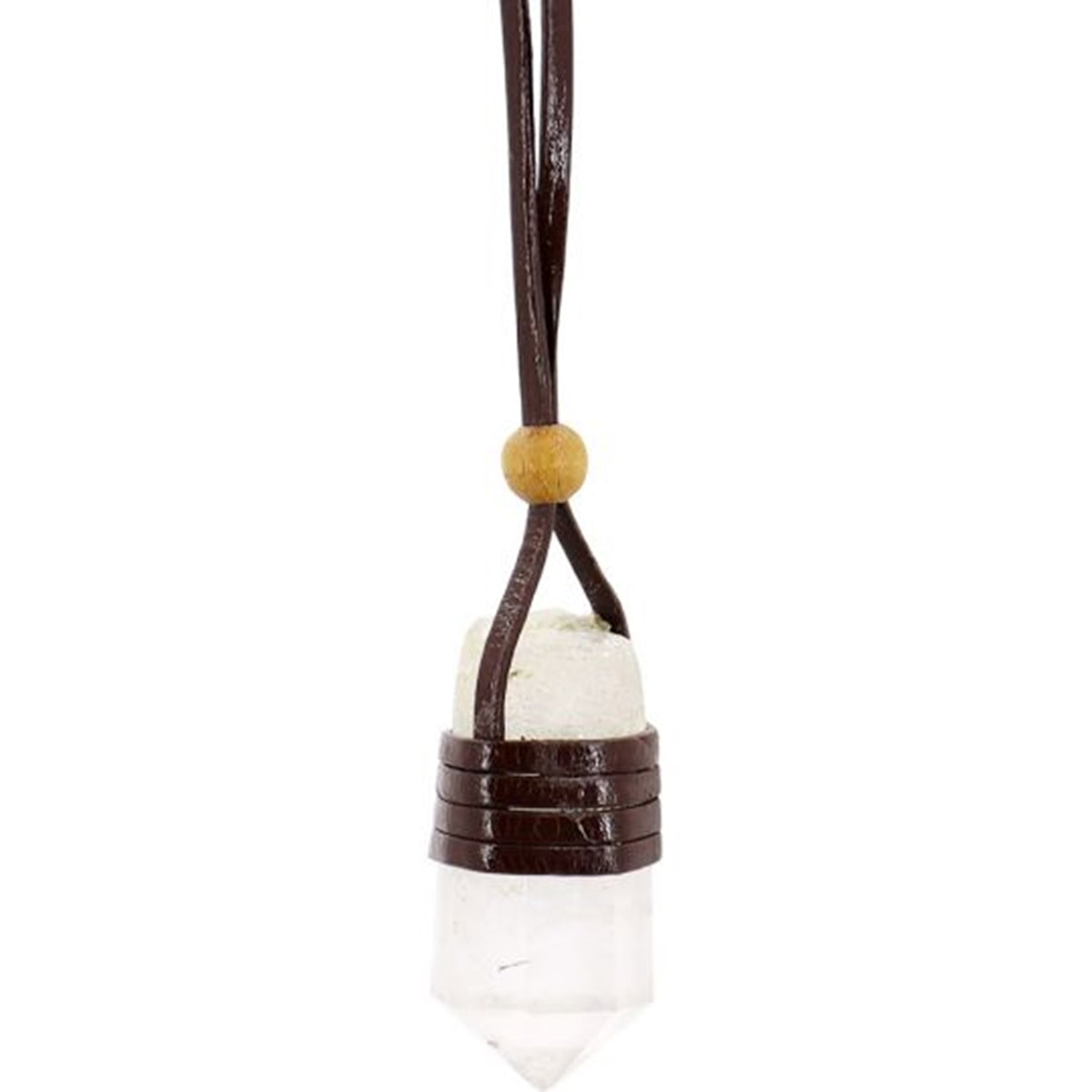 Faceted Point Leather Wrapped Necklace - Quartz