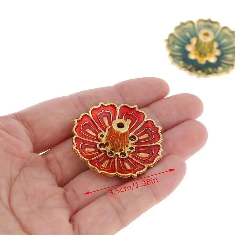 Enamel Lotus Incense Holder – Mini