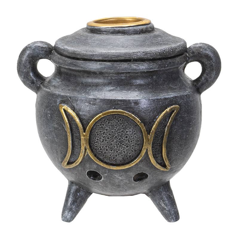 Triple Moon Cauldron Backflow Incense Burner