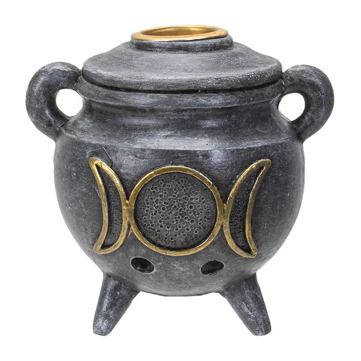 Triple Moon Cauldron Backflow Incense Burner