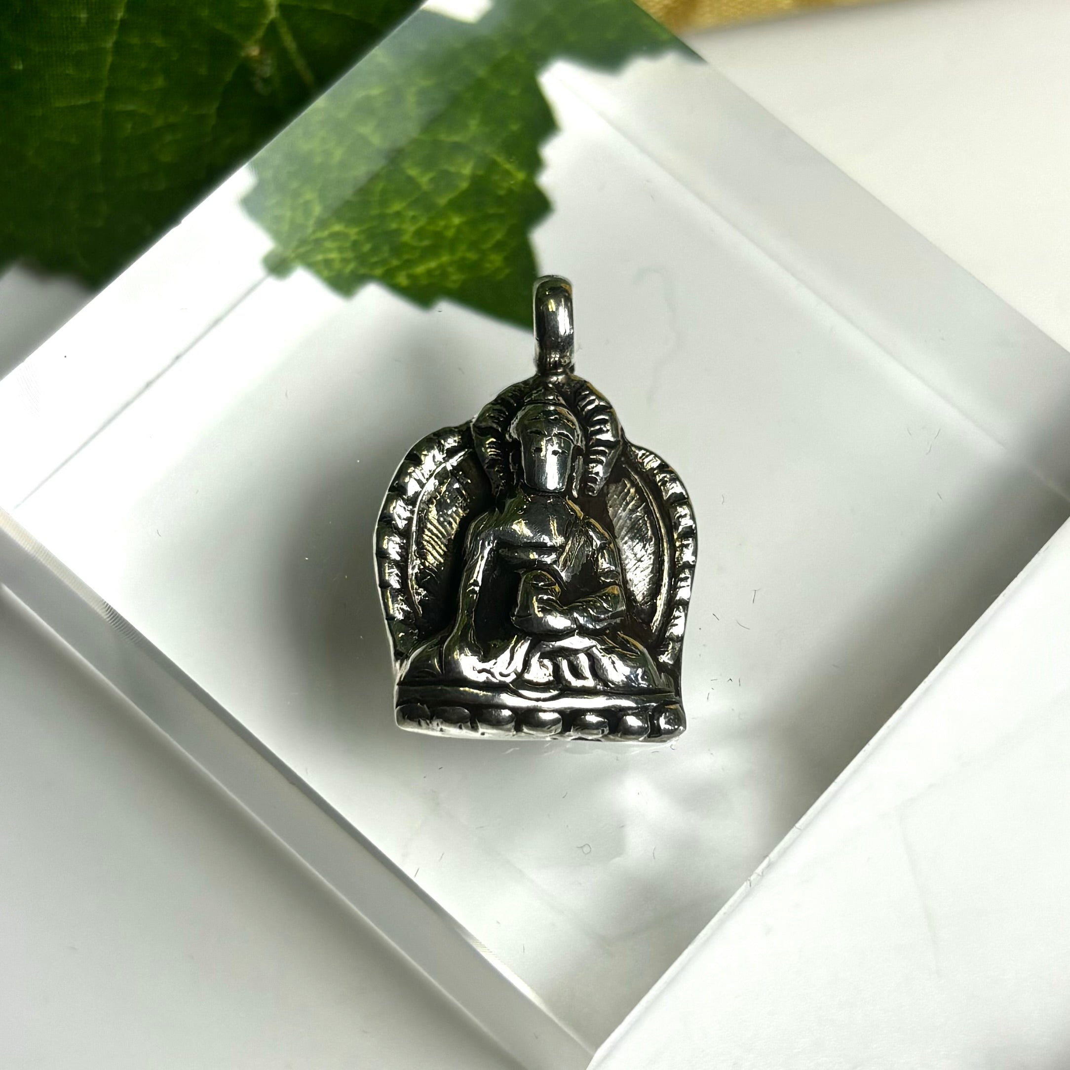 BUDDHA HAND .925 Sterling Silver 3-D Heavy Charm Pendant