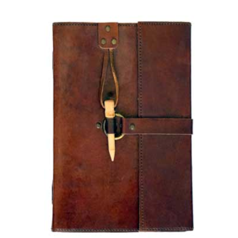 Wooden Peg - Leather Journal 5" X 7"