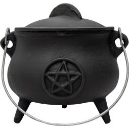 Cast Iron Cauldron w/Pentacle Design 5.5"