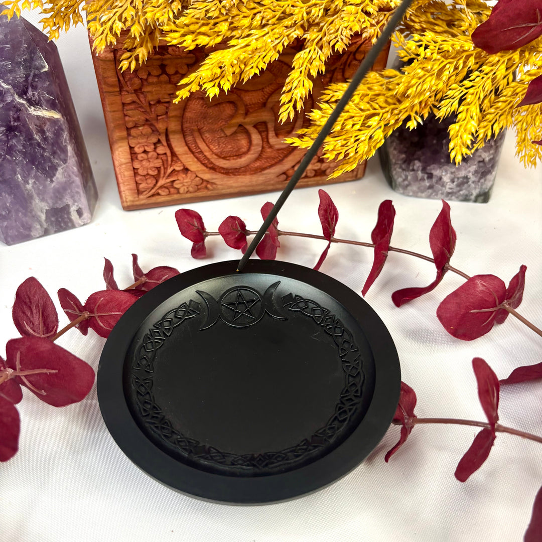 (Clearance) Cast Iron Incense Holder - Triple Moon