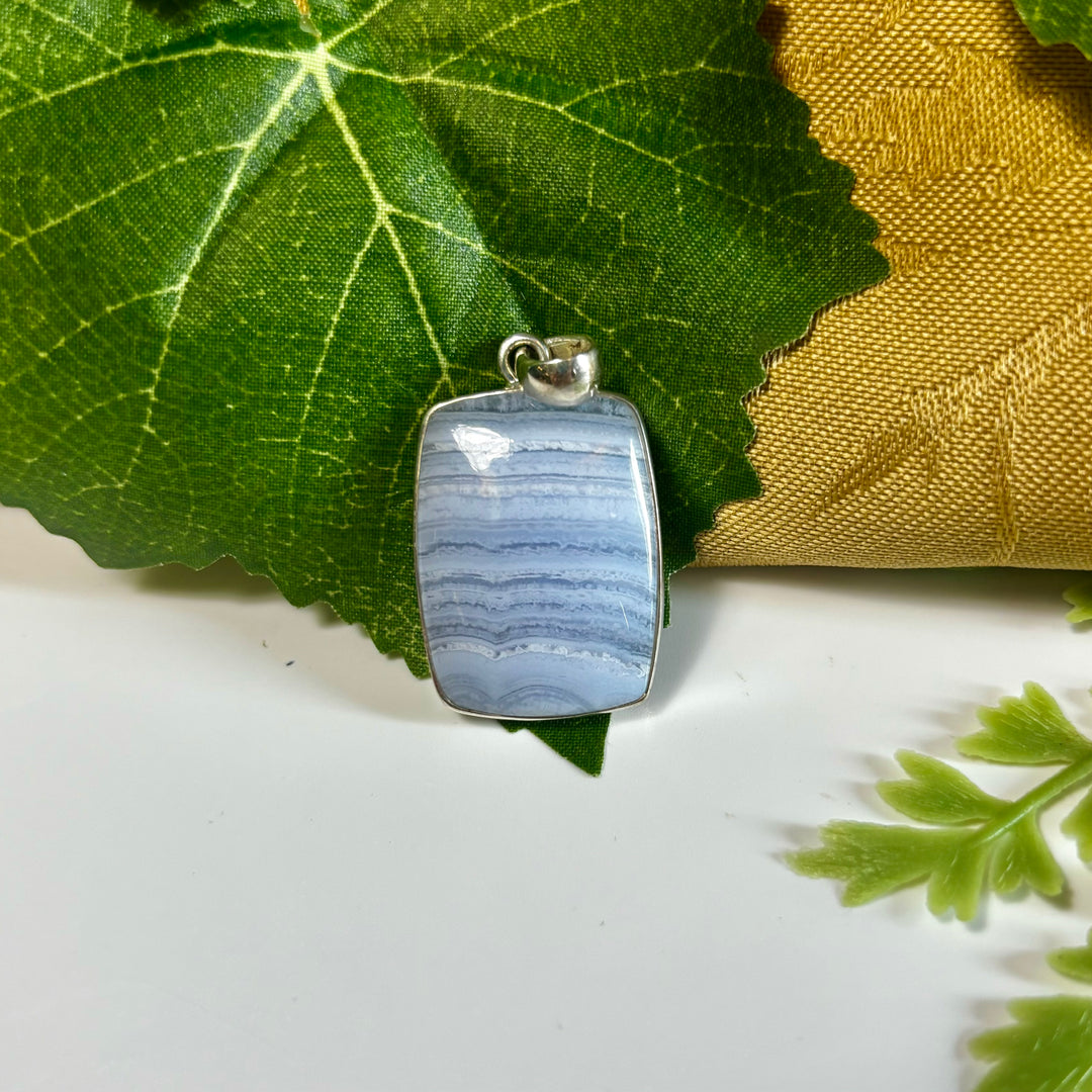 Blue Lace Agate Pendant SS  -MNS1341