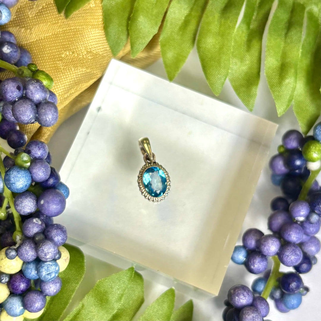 Blue Topaz SS Pendant -JCP467
