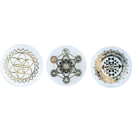 Selenite Charging Disc-Gold Seed of Life