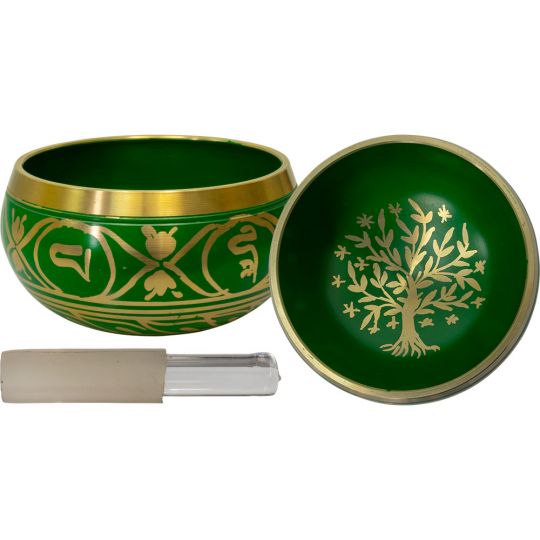 Singing Bowl Tree of Life-Green 4" with striker