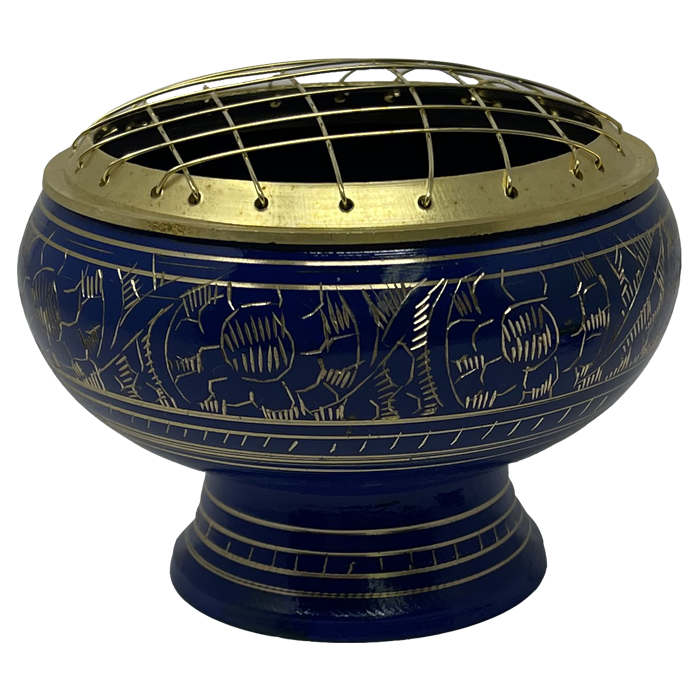 Brass Charcoal Burner 4" - Navy Blue