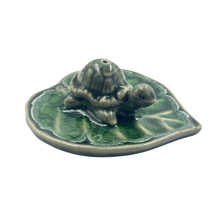 Turtle-Leaf Ceramic Incense Holder