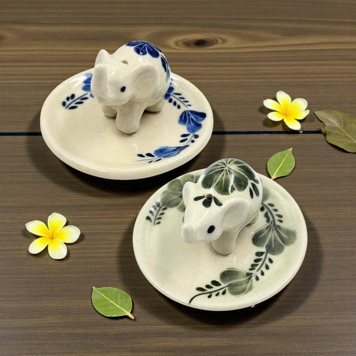 Floral Elephant Incense Holder