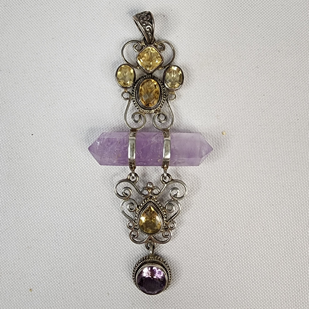 Amethyst  & Citrine Ornate Pendant JC25012